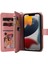 Iphone 14 Için 6.7 Inç Pu Deri Çoklu Kart Yuvası Kılıf Zipper Cep Cüzdan Stand Cilt Touch Telefon Kapak Pembe (Yurt Dışından) 5
