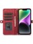 Iphone 14 Için Plus Fermuar Cep Tasarım Cep Telefonu Cüzdan Kılıfı 9 Kart Yuvaları Pu Deri Stand Kapağı Bilek Kayış Kırmızısı (Yurt Dışından) 4