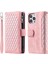 Rhombus Grid Dokulu Pu Deri Telefon Kılıfı Iphone 14 Için Plus 6.7 Inç Fermuarlı Cep Standı Cüzdan Kapağı Strap-Rose Altın (Yurt Dışından) 1