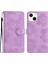 Iphone 14 Için Pu Deri Deri Telefon Kabuğu Cüzdan Kapağı Baskılı Çiçek Deseni Flip Stand Case-Purple (Yurt Dışından) 1
