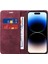 Iphone 14 Pro Max Max Magnety Telefon Kılıfı Pu Deri Stand Kapağı Rfıd Engelleme Cüzdan Telefon Kabuğu Kırmızısı (Yurt Dışından) 3