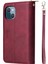 Iphone 14 Için Anti-Çizik Pu Deri Telefon Kasası Artı 9 Kart Tutucu Yuvaları Manyetik Kapanma Fermuar Cep Flip Cüzdan Kapağı Standı Strap-Wine Kırmızı ile (Yurt Dışından) 3