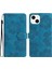Iphone 14 Için Pu Pu Deri Telefon Kabuğu Cüzdan Kapağı Baskılı Çiçek Deseni Dönüş Stand Kılıfı Blue (Yurt Dışından) 1