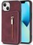 Iphone 14 Için 6.7 Inç Koruma Koruma Fermuar Cep Telefonu Cüzdan Pu Deri Kaplamalı Tpu Cep Telefonu Kapak Kartı Tutucu Kickstand-Wine Kırmızı (Yurt Dışından) 1