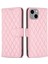 Iphone 14 Için 6.7 Inç Mat Pu Deri Basılı Rhombus Desen Kılıfı Ayarlanabilir Stand Cüzdan Kapak Pembe (Yurt Dışından) 1