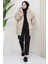 Kapşonlu Oversize Şişme Mont Bej HM2314 2
