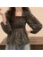 Hazır Stok Kore Moda Kadın Kare Boyun Şifon Çiçek Bluz Plicated Kısa Stil Uzun Kollu Üst (Yurt Dışından) 5