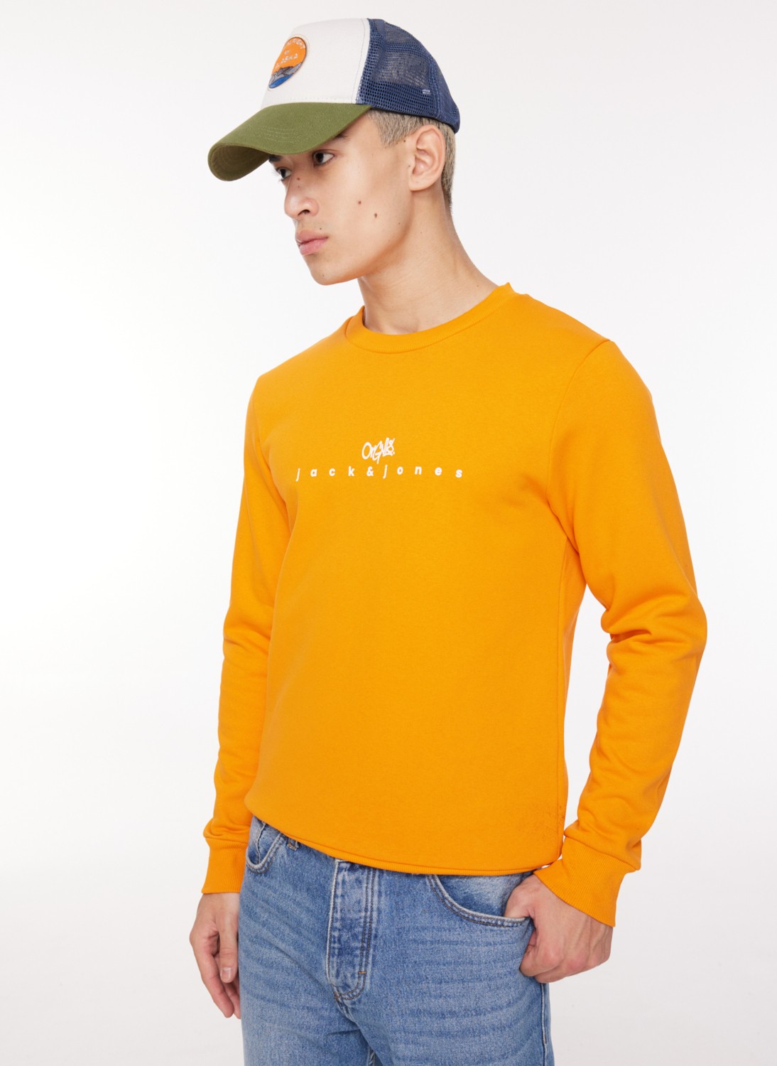 Jack & Jones Bisiklet Yaka Turuncu Erkek Sweatshırt 12261180_JORSILVERLAKE Sweat Crew