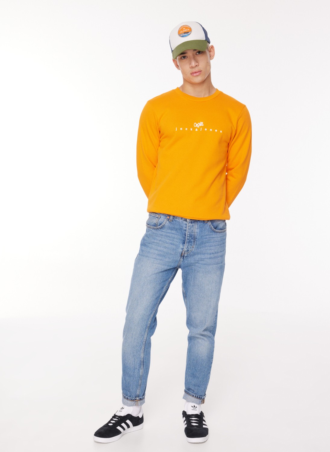 Jack & Jones Bisiklet Yaka Turuncu Erkek Sweatshırt 12261180_JORSILVERLAKE Sweat Crew görsel 3