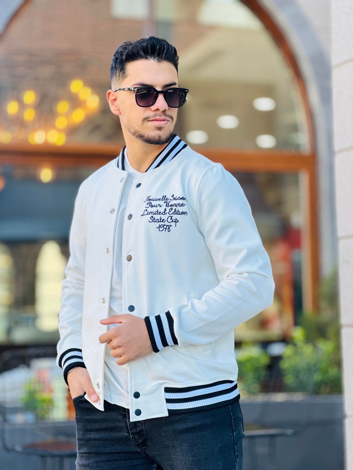 Miron Ekru Pike Dokulu Nakış Detaylı Regular Fit Kolej Ceket görsel 2