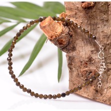 Taş Sandığı Golden Obsidyen Taşı Faset Kesim Gümüş Bileklik - 3 mm