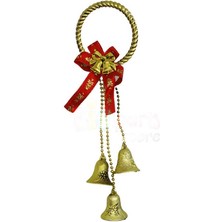 Kidspartim Yılbaşı Kapı Süsü Halkalı Mini Kırmızı Fiyonklu 30 cm