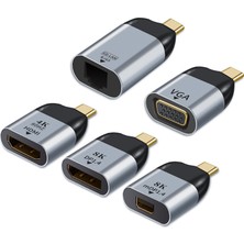 Pandoraplanet UHD 8k Type-C - HDMI/VGA/DP/RJ45/MINI Dp Video Dönüştürücü 4K 60Hz USB C Adaptörü (Yurt Dışından)