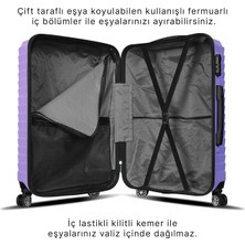 Wexta WX-1001 Mor Büyük&Orta 2'li Set Bavul&Valiz