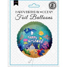 Vipfoni 18" Folyo Balon - Happy Birthday -Ocean