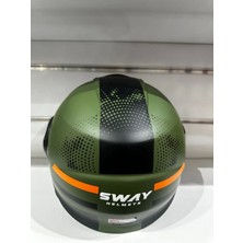 Sway Kask SW-737 Army Mat Yeşil/siyah Çenesiz Güneş Gözlüklü