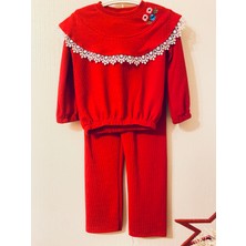 Ninomoro Babystyle Kırmızı Güpür Detaylı Triko Takım