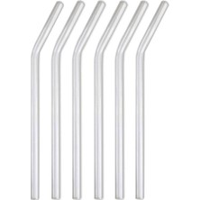 Hanedanev 6 Adet Kokteyl Sunum Pipeti Cam Pipet Isıya Dayanıklı Eğimli 20CM Şeffaf Cam Pipet Tekli