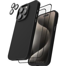 Gritty iPhone 15 Pro Max Uyumlu Lansman Kılıf+ 5d Ekran Koruyucu + Kamera Koruyucu