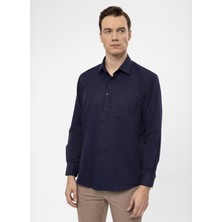 Süvari Regular Fit Klasik Yaka Armürlü Siyah Erkek Gömlek GM2025000216
