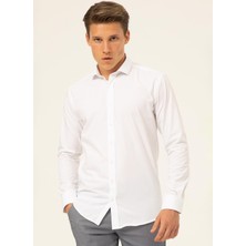 Süvari Slim Fit Klasik Yaka Düz Beyaz Erkek Gömlek GM1007100539