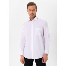 Süvari Regular Fit Klasik Yaka Düz Beyaz Erkek Gömlek GM1001400254