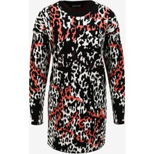 Just Cavalli Yuvarlak Yaka Desenli Çok Renkli Mini Kadın Elbise 75PAOM01 75PAOM01
