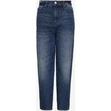 Armani Exchange Yüksek Bel Düz Paça Normal Indigo Kadın Denim Pantolon 6RYJ81