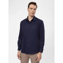 Süvari Regular Fit Klasik Yaka Armürlü Siyah Erkek Gömlek GM2025000300