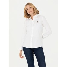 U.S. Polo Assn. Slim Fit Gömlek Yaka Düz Beyaz Kadın Gömlek CRISCOLOR023K