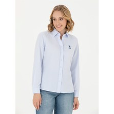 U.S. Polo Assn. Slim Fit Gömlek Yaka Düz Indigo Kadın Gömlek WOX023K