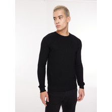 Sseinse Bisiklet Yaka Slim Fit Siyah Erkek Kazak Mı2508Ss