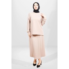 Beyza 4069 Kahve Tesettür Taşlı  Alt Üst Takım