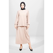 Beyza 4069 Kahve Tesettür Taşlı  Alt Üst Takım
