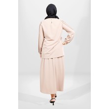 Beyza 4069 Kahve Tesettür Taşlı  Alt Üst Takım