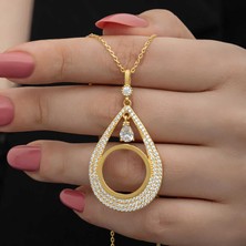 Stil Love Gümüş Gold Kaplama Damla Çeyrek Takılabilen Kadın Kolye