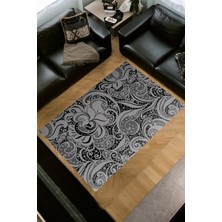 Dekoreko Dijital Salon Halısı Star Pamuk Kaymaz Taban Modern Cedrica Gri