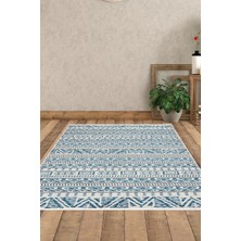 Dekoreko Dijital Salon Halısı Star Pamuk Kaymaz Taban Iskandinav Adelia  Lacivert