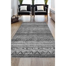 Dekoreko Dijital Salon Halısı Yıldız Deri Kaymaz Taban Iskandinav Liz Antrasit