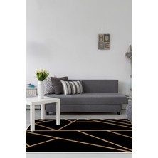 Dekoreko Dijital Salon Halısı Trend Keçe Kaymaz Taban Modern Maud Gold