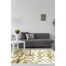 Dekoreko Dijital Salon Halısı Trend Keçe Kaymaz Taban Modern Brooklyn Kahve