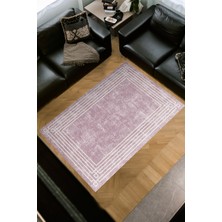 Dekoreko Dijital Salon Halısı Trend Keçe Kaymaz Taban Modern Shelbi Pudra