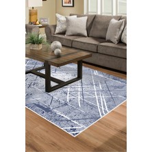 Dekoreko Dijital Salon Halısı Trend Keçe Kaymaz Taban Modern Allissa Mavi