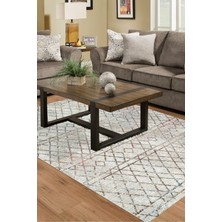 Dekoreko Dijital Salon Halısı Yıldız Deri Kaymaz Taban Iskandinav Nydia Bej