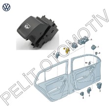 pelit oto Passat B8 Sağ Ön Arka Tekli Cam Düğmesi 5G0959855M Orj.