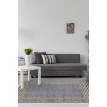 Dekoreko Dijital Salon Halısı Yıldız Deri Kaymaz Taban Modern Shelbi Antrasit
