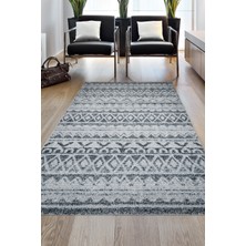 Dekoreko Dijital Salon Halısı Yıldız Deri Kaymaz Taban Iskandinav Mali Lacivert