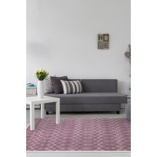 Dekoreko Dijital Salon Halısı Star Pamuk Kaymaz Taban Iskandinav Celestine Gül Kurusu