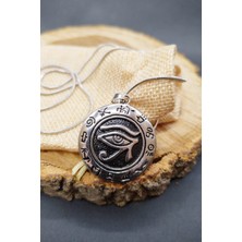 Balzamin Paslanmaz Kararmaz Çelik Gümüş Rengi Antik Mısır Horus'un Gözü 316L Yılan Zincir Unisex Çelik Kolye