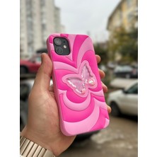 SPHONE iPhone 11 Kılıf Sihirli Kelebek Içi Sıvılı Simli Figür Liquid Yumuşak Esnek Renkli Silikon Butterfly